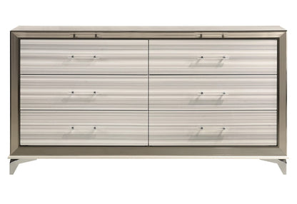 64" White Solid Wood MDF Dresser Bedroom Storage