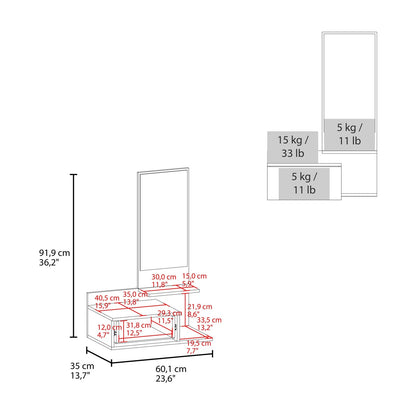 White Floating Vanity with Mirror - Small Bathroom Storage