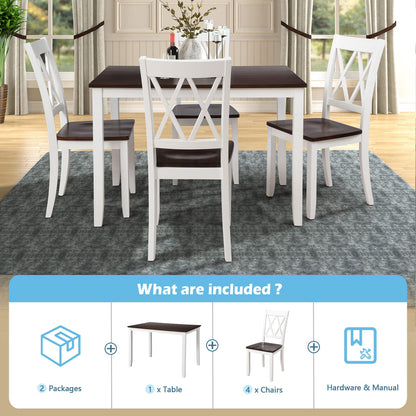 Espresso White Rectangular Dining Table Set 5 Piece