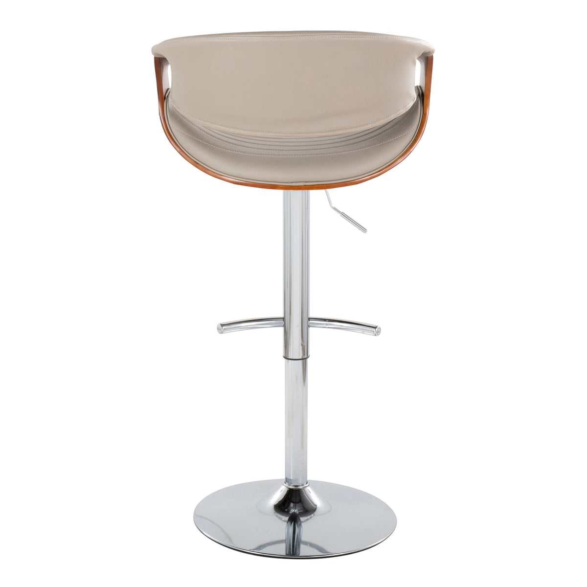 Mid-Century Barstools - Grey Faux Leather Set of 2