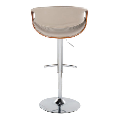 Mid-Century Barstools - Grey Faux Leather Set of 2