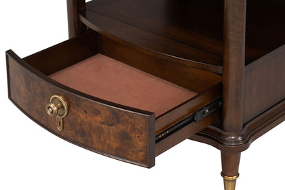 Modern Cherry End Table - Gold Legs & Tray