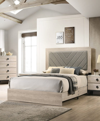 California King Cream Grey Wood Bed Frame for Bedroom