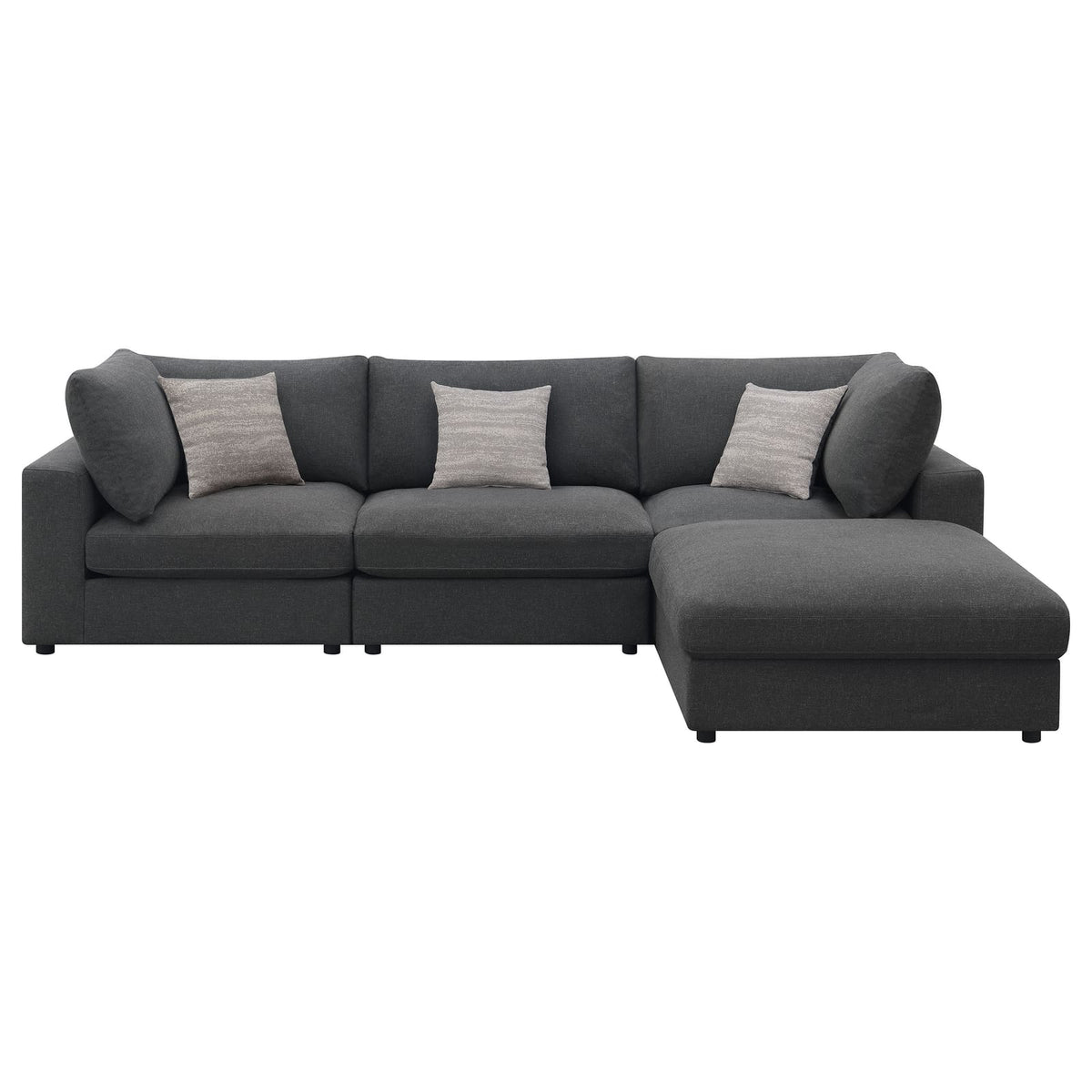 Charcoal Upholstered 4 Seat Sectional Sofa