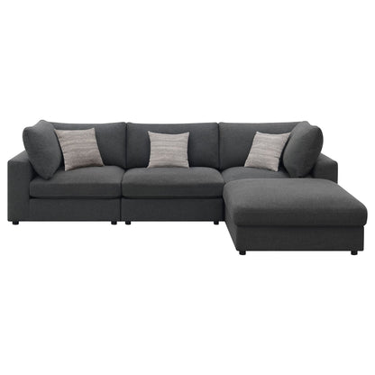 Charcoal Upholstered 4 Seat Sectional Sofa