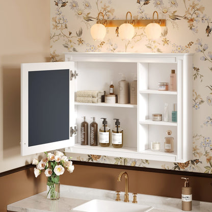Wall Mounted Bathroom Cabinet with Mirror - White