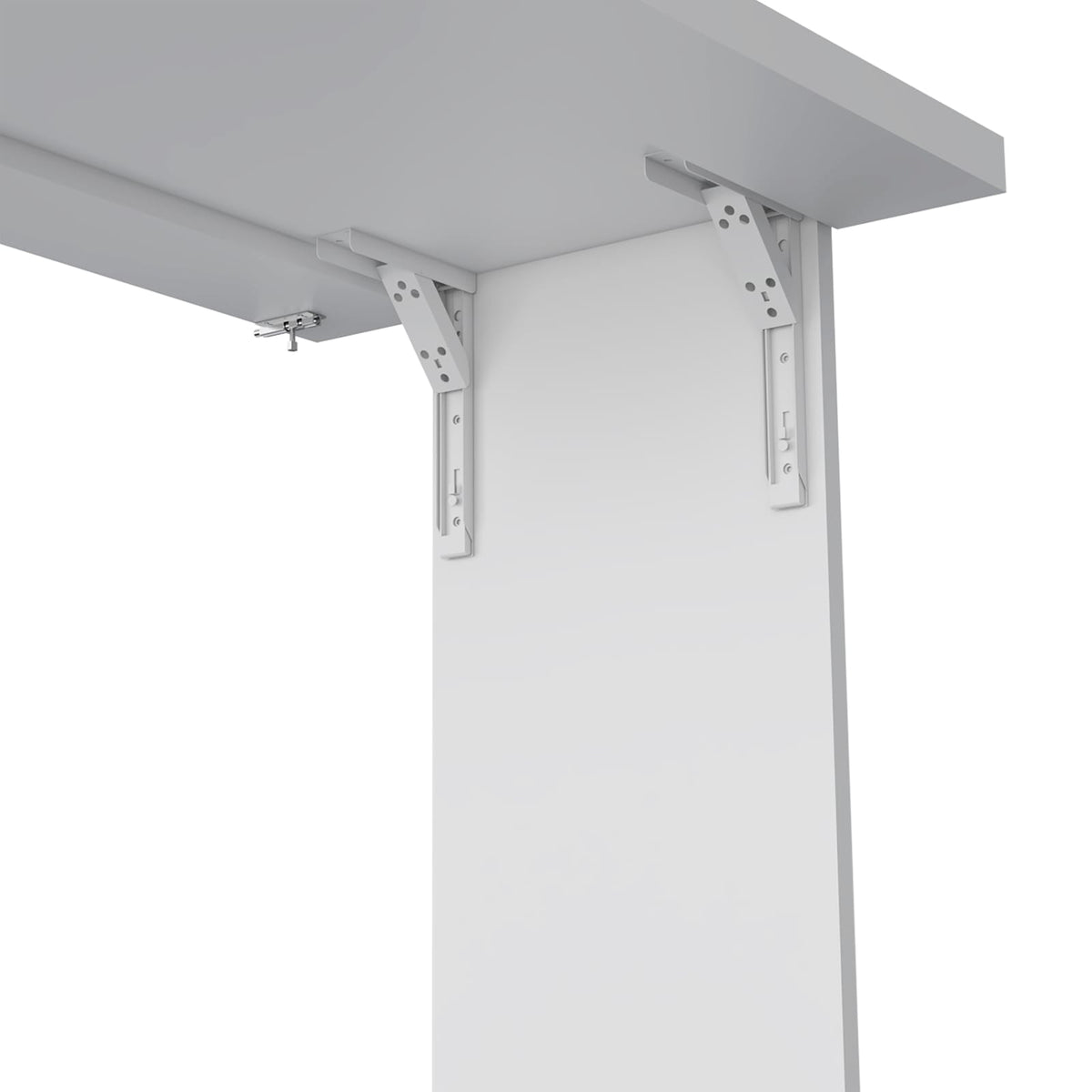 White Particle Board Wall Mount Table with Storage Shelves for Living Room