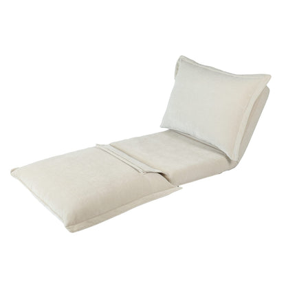Antique Cream Chenille Floor Sofa Chair with Adjustable Backrest for Living Room