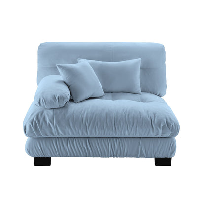 Blue Chenille Sofa - 1 Seat Armless Comfort for Living Room
