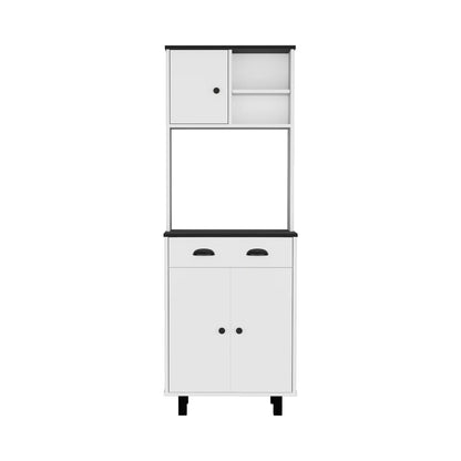 White+Black Kitchen Cabinet Storage Unit - 14.5 Inch Microwave Shelf