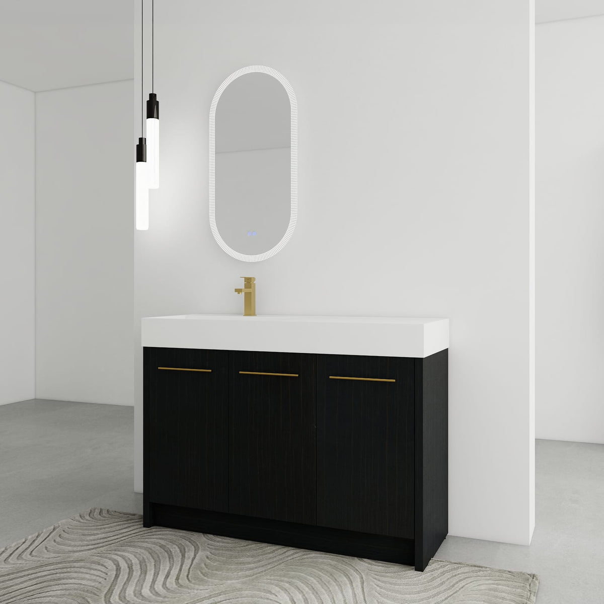 48 Inch Bathroom Vanity - Black Chestnut Plywood Storage