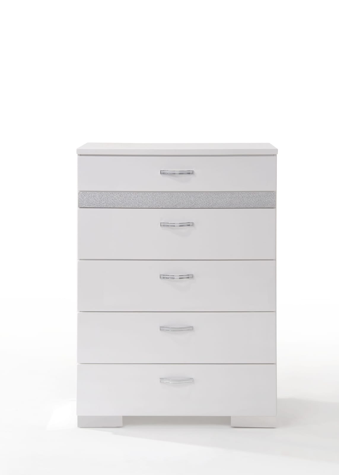 White Synthetic Wood Chest with 5 Storage Drawers for Bedroom