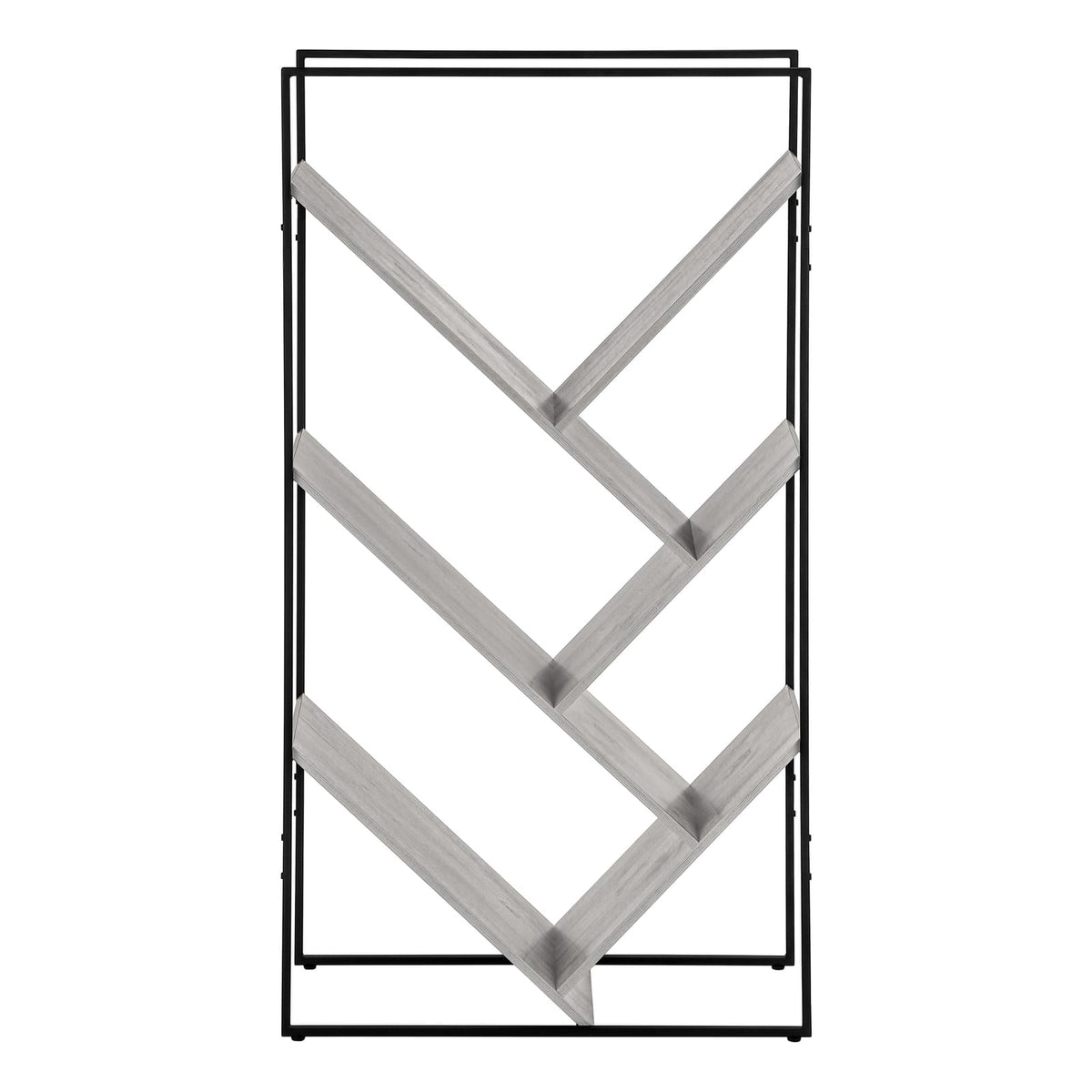 3-Tier Grey Metal Bookshelf - 60" Tall Display Shelf for Living Room
