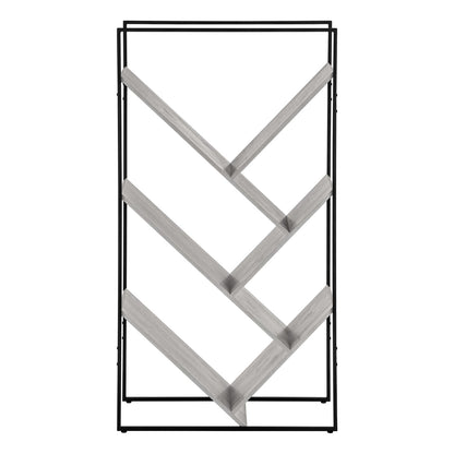 3-Tier Grey Metal Bookshelf - 60" Tall Display Shelf for Living Room