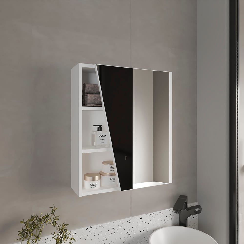White Medicine Cabinet with Mirror - Bathroom Storage Unit