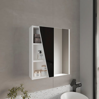 White Medicine Cabinet with Mirror - Bathroom Storage Unit