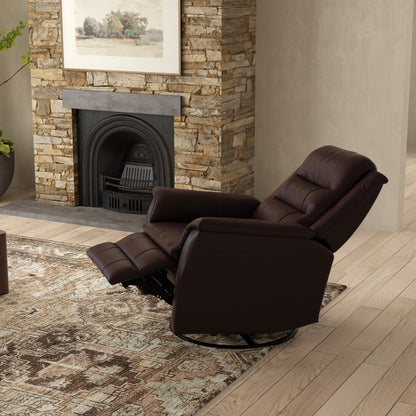 Dark Brown Manual Recliner with Swivel & Footrest for Living Room
