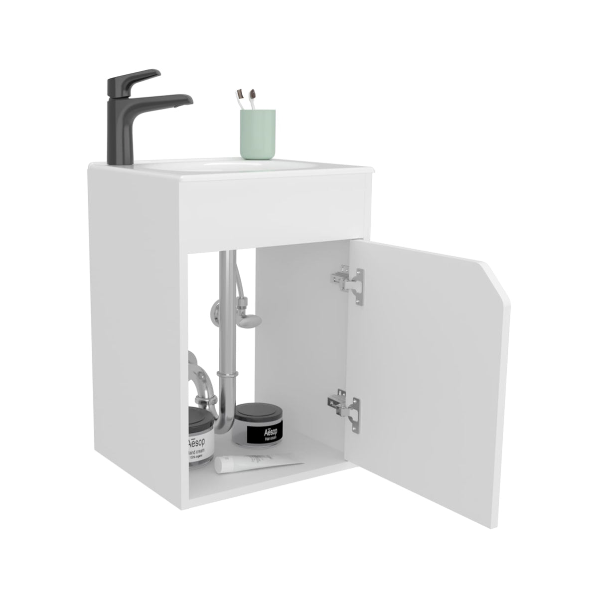 FM FURNITURE Nelson Bathroom Floating Vanity - White, Storage Solution