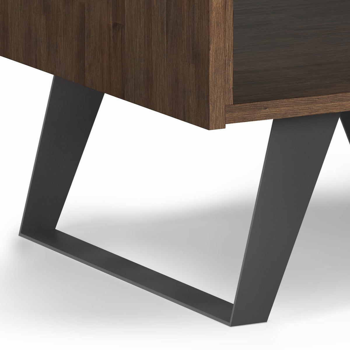 Dark Brown Acacia Wood End Table - 22" Square for Living Room