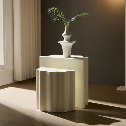 Beige Fiberglass Coffee Tables - 2 Piece Set for Living Room