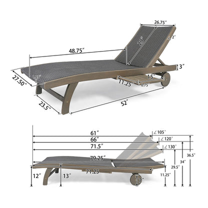 Grey Acacia Wood Chaise Lounge Set - 2 Piece Outdoor Patio