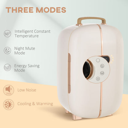 HOMCOM Portable Skincare Fridge - White | 12L Mini Fridge for Makeup & Beauty
