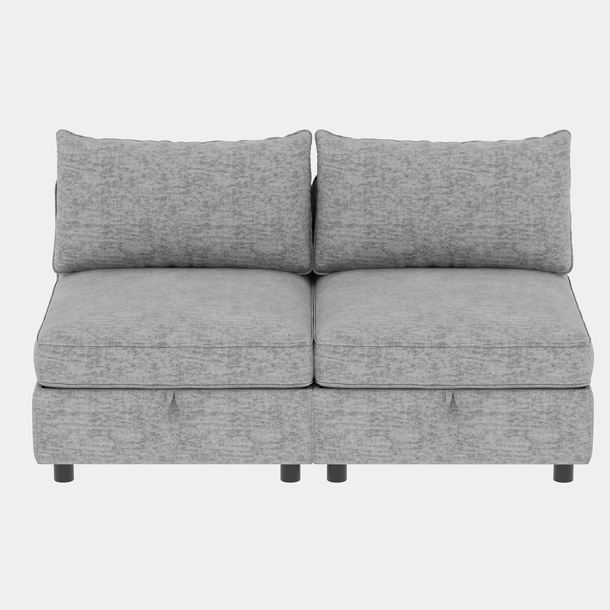 2 Seat Grey Chenille Sectional Sofa with Storage for Living Room