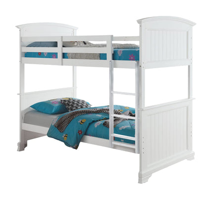 White Plank Bunk Bed - Transitional Style Bedroom Frame