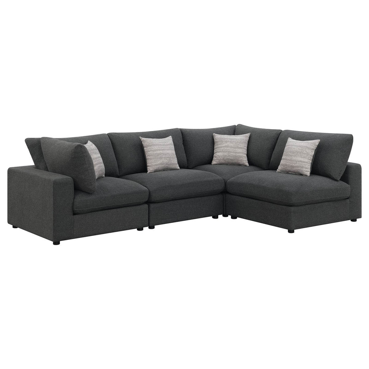 Charcoal Upholstered 4 Seat Sectional Sofa for Living Room