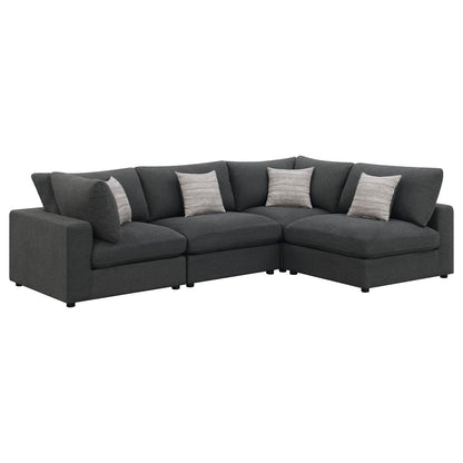 Charcoal Upholstered 4 Seat Sectional Sofa for Living Room