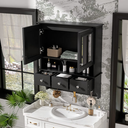 4-in-1 Bathroom Mirror Cabinet - Wall Mounted Storage