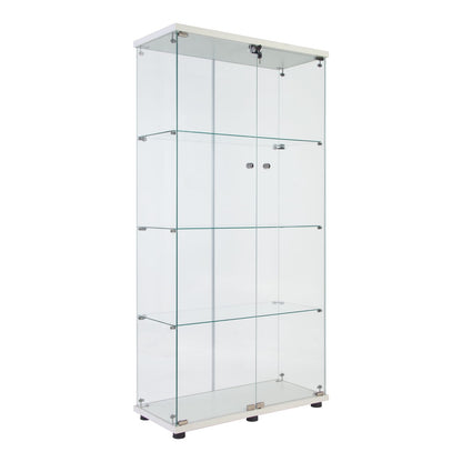 LED Glass Cabinet Display Case - 4 Shelves Black