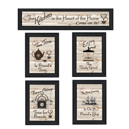 Black Frame 5 Piece Kitchen Vignette Wall Art