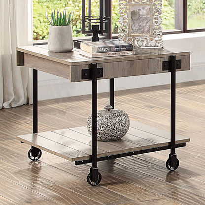 Industrial End Table - Black Paper, Steel Frame