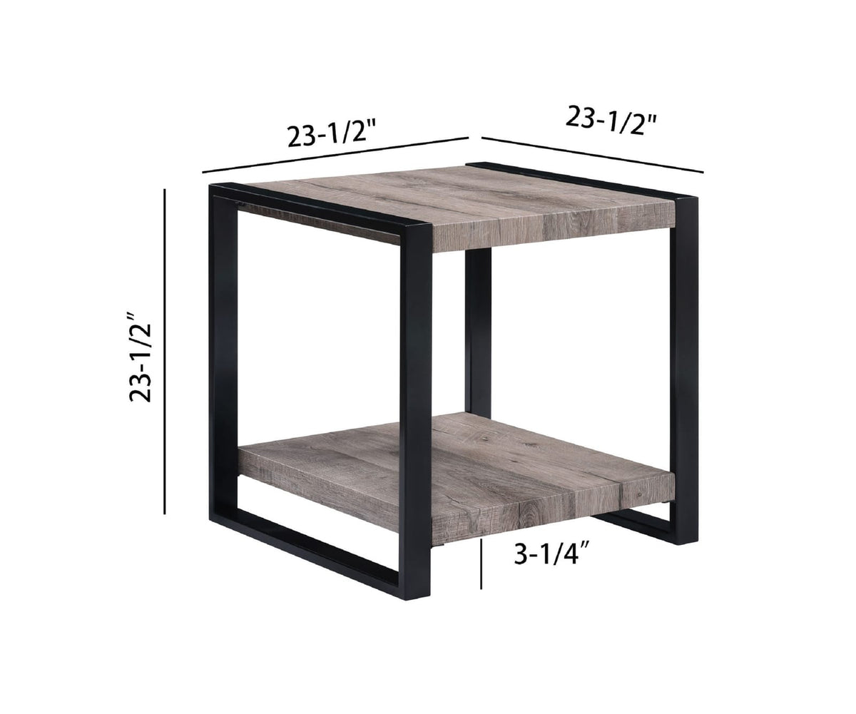 Contemporary End Table with Storage Shelf - Brown, Gray