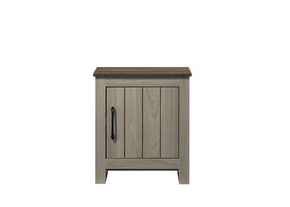 Gray Oak End Table with Storage - 16" W Nightstand