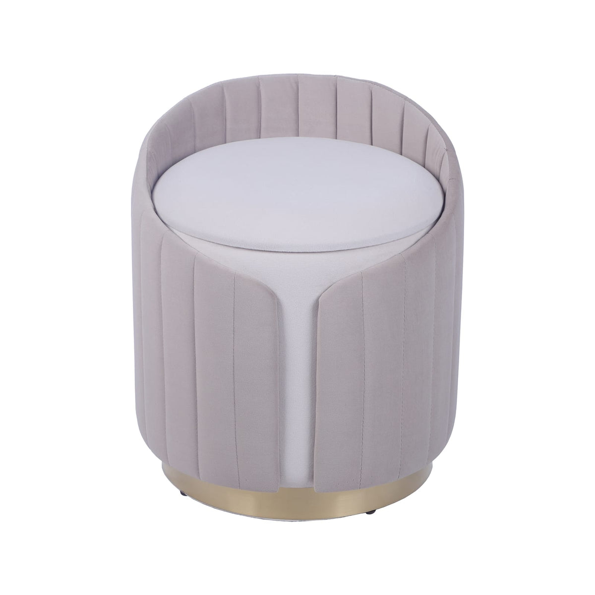 Taupe Velvet Storage Ottoman - Stylish & Functional