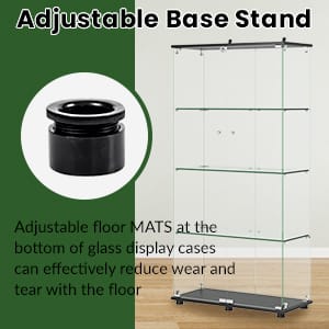 Glass Display Cabinet - 4 Shelves, Black MDF & Glass, 64" Tall