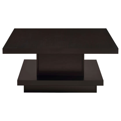 Cappuccino Square Coffee Table - Modern Storage Accent