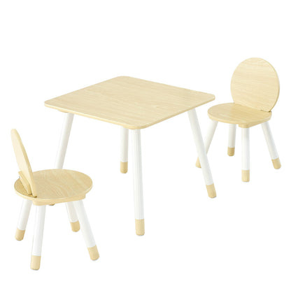 Wood Toddler Table and 2 Chairs Set - Kids Dining Set