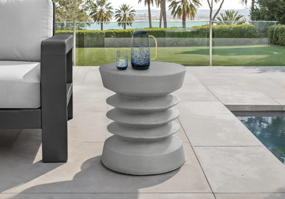 Grey Magnesium Oxide Accent Table - 25"H Outdoor Side Table