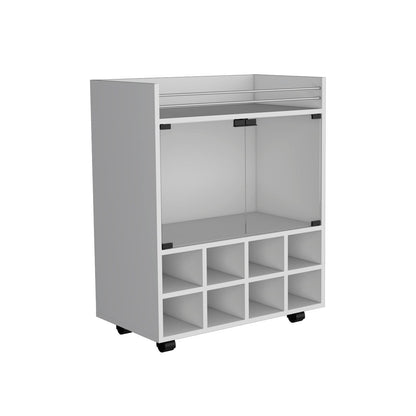 32" White Kitchen Cart with Wine Rack & Storage