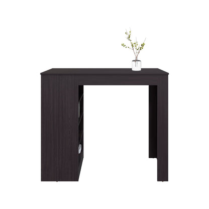 Black Counter Table with Shelves - Modern Dining Table for Living Room