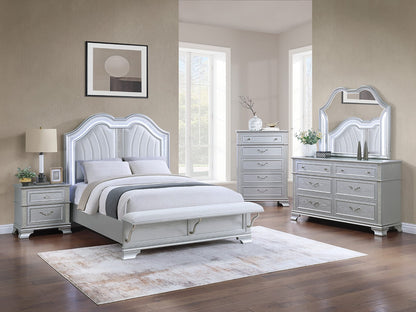 Gray 2-Drawer Bedside Cabinet - Solid Wood Nightstand