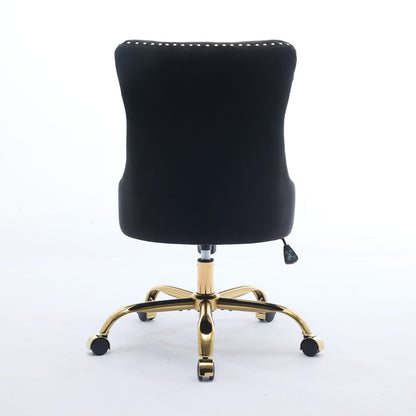 A&A Furniture Office Chair - Black Velvet, Golden Base