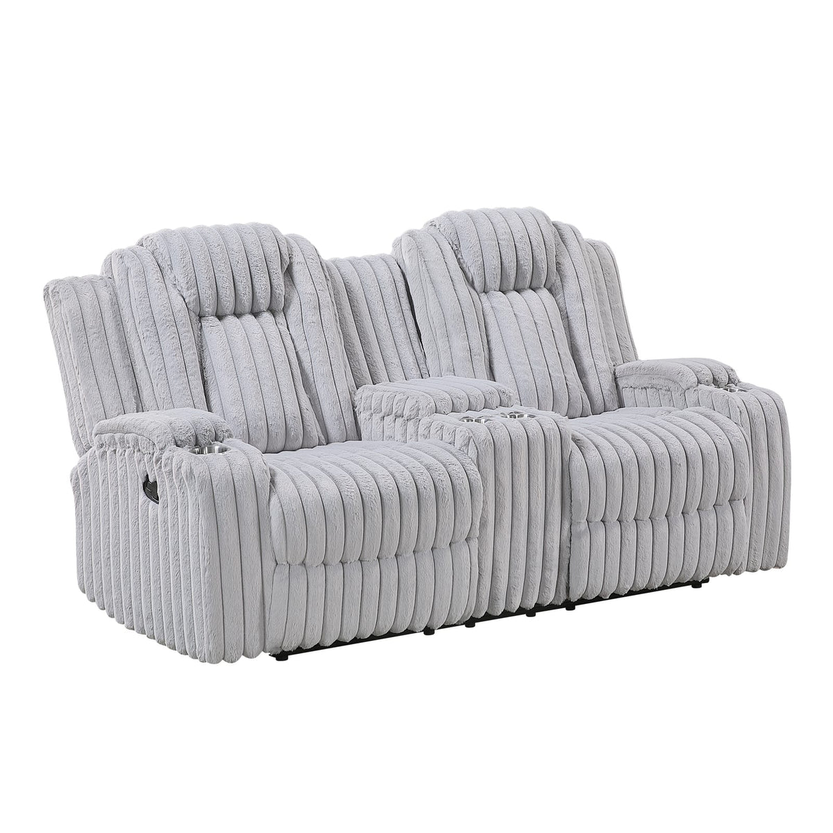 Light Gray Recliner Loveseat - Corduroy Comfort for Living Room