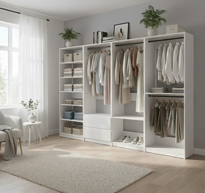Prosper White Freestanding Walk-In Closet System - Wood & Melamine