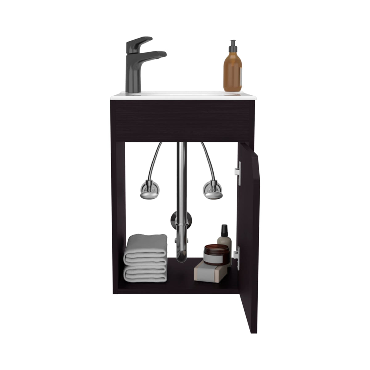 Black Bathroom Vanity with Storage - 40" Wide MDF