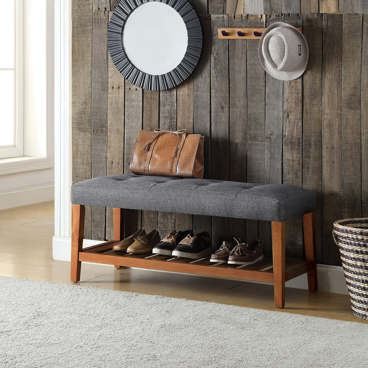 Gray Fabric Storage Bench - 40" x 16" Seat
