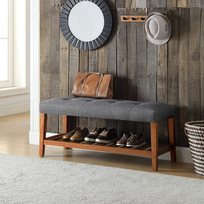 Gray Fabric Storage Bench - 40" x 16" Seat